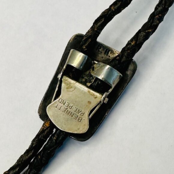 Vintage Sterling Silver Turquoise Robert Haley Navajo Native American Bolo Tie - Picture 5 of 5